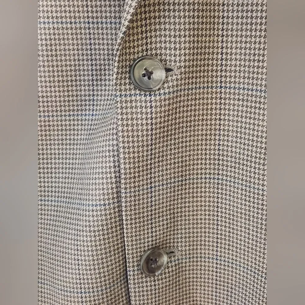 Joseph Abboud Nordstrom 42L Brown Herringbone 2 Buttons SILK WOOL Men Blazer